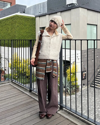 Brown cotton straight pants