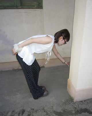 Polka Dot Bootcut Ribbed Pants