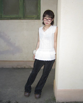 Polka Dot Bootcut Ribbed Pants