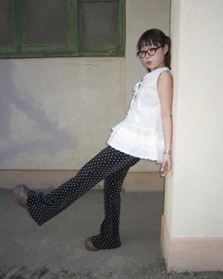 Polka Dot Bootcut Ribbed Pants