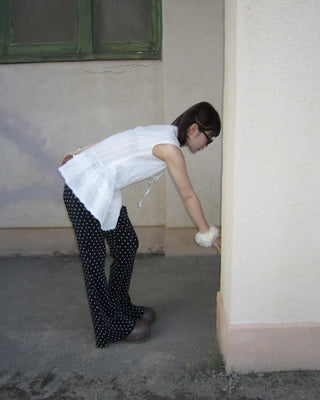 Polka Dot Bootcut Ribbed Pants