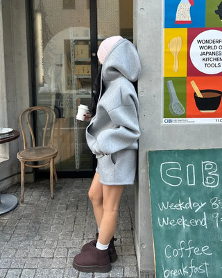 Oversized double-zip hoodie