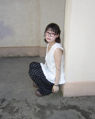 Polka Dot Bootcut Ribbed Pants