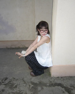 Polka Dot Bootcut Ribbed Pants