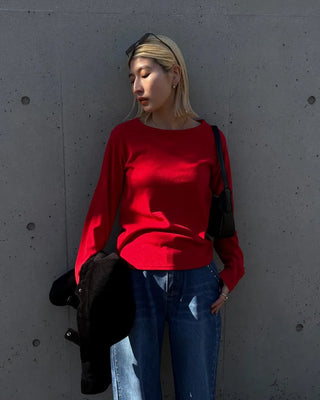 Scooped Neck Fleece Long T-Shirt