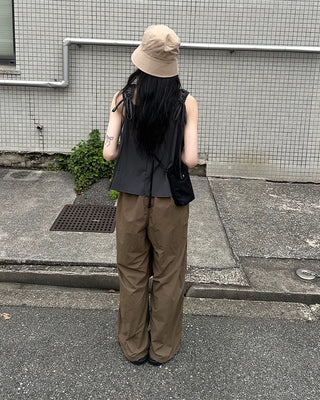 (Unisex) Nylon Parachute Wide Pants