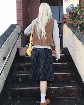 Suede V-neck vest