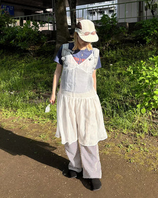 See-through gathered yoke camisole dress