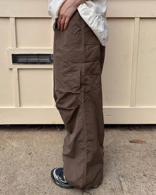 Waist drawstring cargo parachute pants