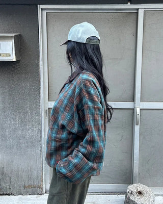 (Unisex) Polo Neck Tartan Check Fleece