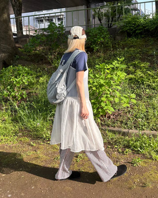 See-through gathered yoke camisole dress