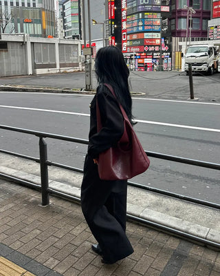 Belted Elastic Waist Tweed Wide Pants