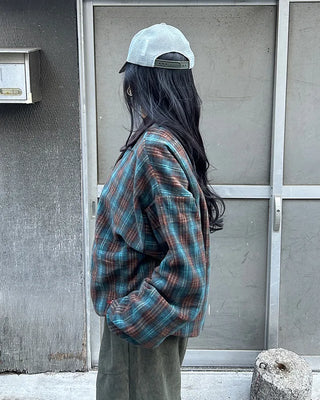(Unisex) Polo Neck Tartan Check Fleece