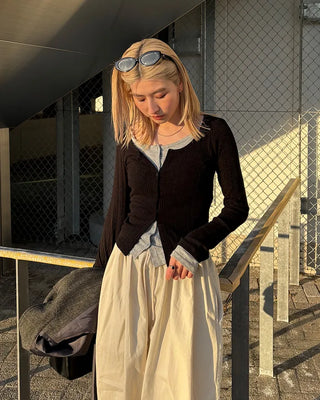 Layered Rib Cardigan