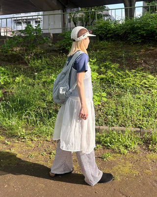 See-through gathered yoke camisole dress