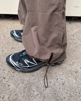 Waist drawstring cargo parachute pants