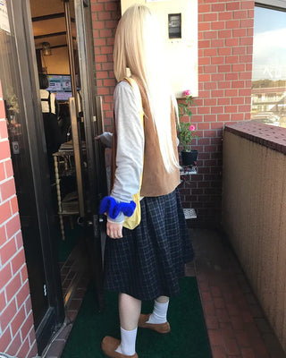 Checked pleated midi skirt