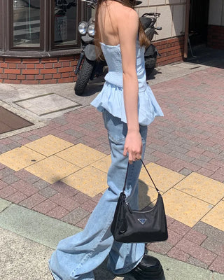 Slim-fit bootcut denim pants