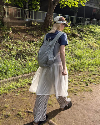 See-through gathered yoke camisole dress