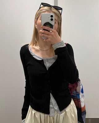 Layered Rib Cardigan
