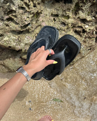 Bold high-soled thong sandals