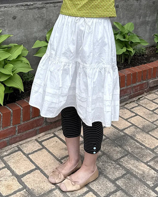 Elastic waistband button detail leggings pants