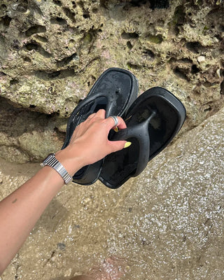 Bold high-soled thong sandals
