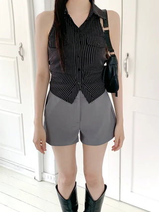 Striped border halter vest
