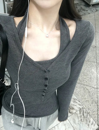Halter neck sleeveless top & cardigan set