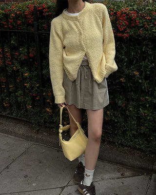 Two-line track elastic waist shorts