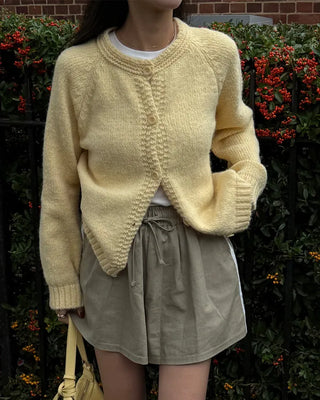 Two-line track elastic waist shorts