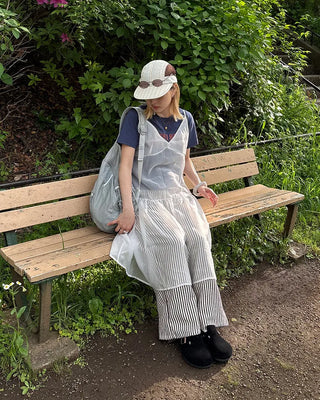 See-through gathered yoke camisole dress