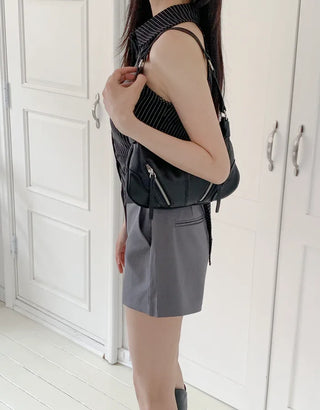 Classic high-waisted short slacks