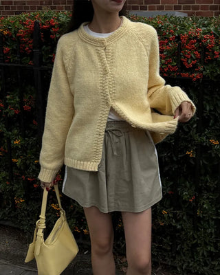 Two-line track elastic waist shorts
