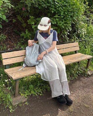 See-through gathered yoke camisole dress