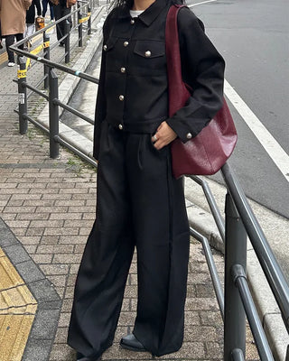 Silver round button tweed jacket