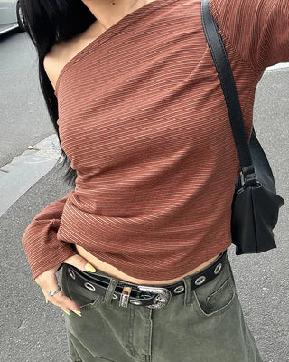 Asymmetrical Shoulder Double Border Long Cut and Sew