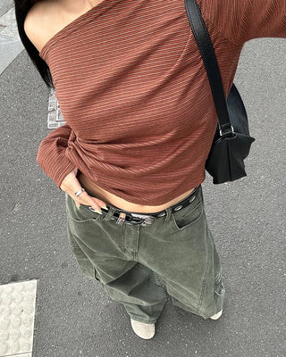 Asymmetrical Shoulder Double Border Long Cut and Sew