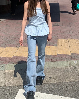 Slim-fit bootcut denim pants