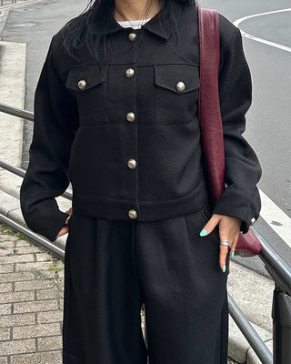 Silver round button tweed jacket