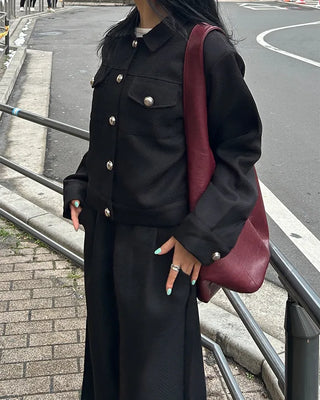 Silver round button tweed jacket