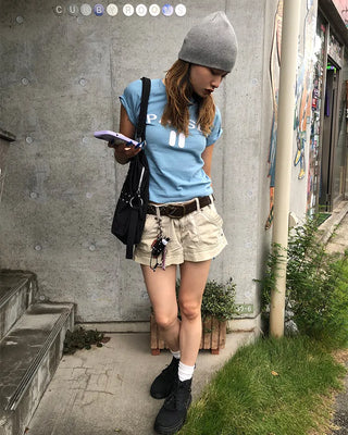 PAUSE Patch Semi-Cropped Half T-Shirt