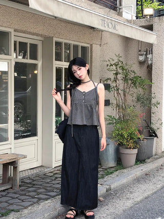 [4 colors] Slit Denim Long Skirt