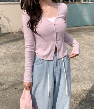 Slim Rib Layered Cardigan (7 colors)