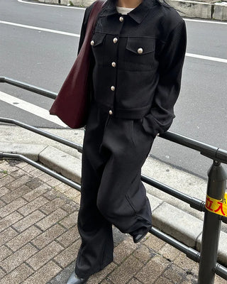 Silver round button tweed jacket