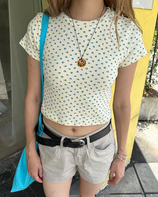Mini Flower Cropped Mini T-Shirt