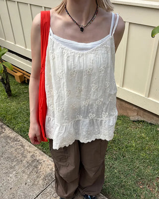 Flower Point Cotton Camisole Top