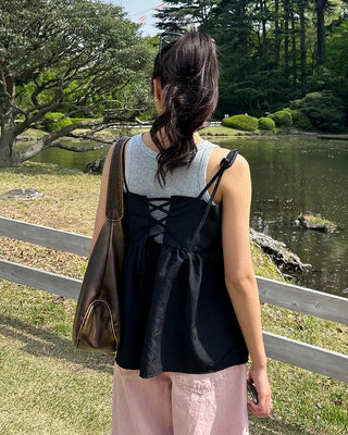Back shoelace peplum camisole