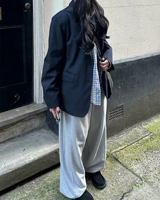 Pinstripe tailored collar single jacket