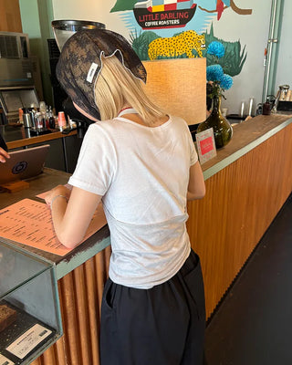 Jewel neck simple short T-shirt